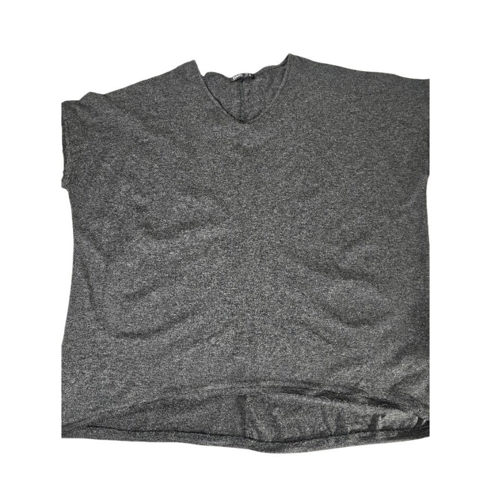 THANTH Women's Gray V Neck Short Sleeve Tunic Top Comfy Size XXL